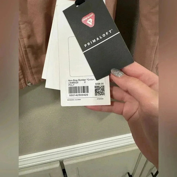 NWT Lululemon Non Stop Bomber Jacket Cotton Pink PRIMALOFT Size 2 - Picture 4 of 8